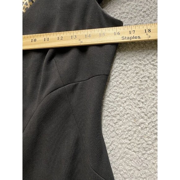 Tahari Women's Black V Neck Short Sleeve Zippered Sheath Dress Size 4 - Picture 3 of 6